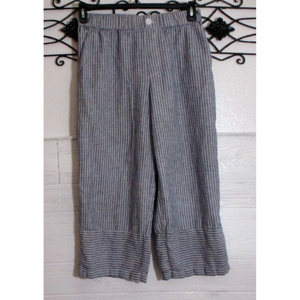 Casa Cabana Linen Blend Capri Pants Women's Size S Multicolor Striped Pull On